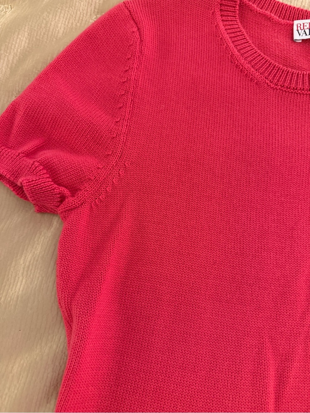 RED Valentino Pink Virgin Wool Knit A-Line Dress Crew Neck Bow, M - Picture 7 of 14